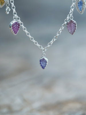 Gemstone Leaf Charm Bracelet - Gardens of the Sun | Ethical Jewelry