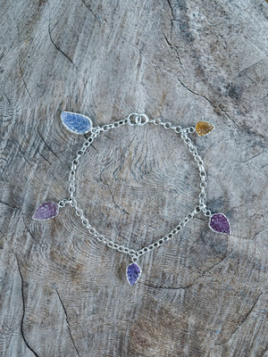 Gemstone Leaf Charm Bracelet - Gardens of the Sun | Ethical Jewelry