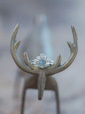 Hexagon Labradorite and Moonstone Ring Set - Gardens of the Sun | Ethical Jewelry