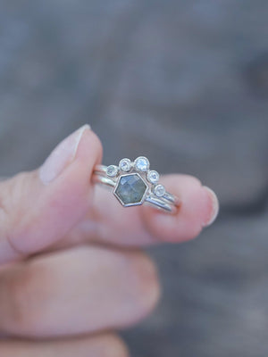 Hexagon Labradorite and Moonstone Ring Set - Gardens of the Sun | Ethical Jewelry
