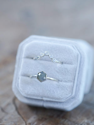 Hexagon Labradorite and Moonstone Ring Set - Gardens of the Sun | Ethical Jewelry