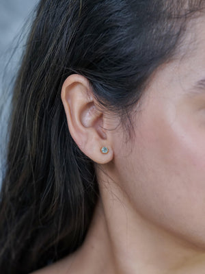 Hexagon Montana Sapphire Earrings in Ethical Gold - Gardens of the Sun | Ethical Jewelry