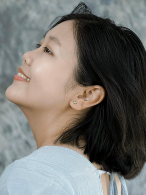 Hexagon Montana Sapphire Earrings in Ethical Gold - Gardens of the Sun | Ethical Jewelry