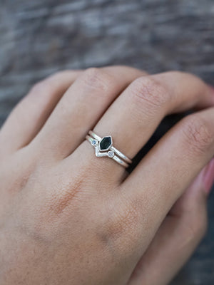 Hexagon Tourmaline and Labradorite Ring Set - Gardens of the Sun | Ethical Jewelry