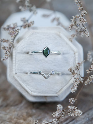 Hexagon Tourmaline and Labradorite Ring Set - Gardens of the Sun | Ethical Jewelry