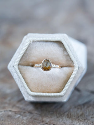 Honey Pear Diamond Ring in Eco Gold - Gardens of the Sun | Ethical Jewelry