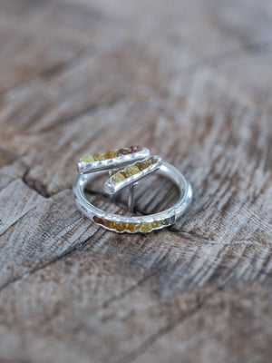 Mali Garnet Ring and Earrings with Hidden Gems in recycled sterling silver