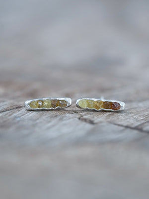 Mali Garnet Stud Earrings with Hidden Gems in recycled sterling silver