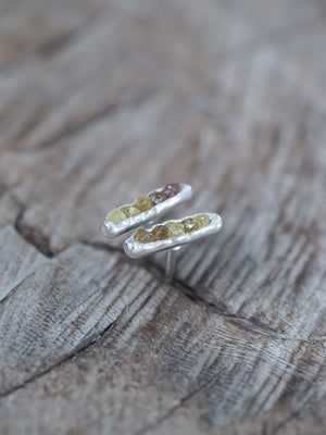 Mali Garnet Stud Earrings with Hidden Gems in sterling silver