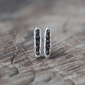 Montana Garnet Earrings with Hidden Gems in sterling silver