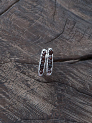 Montana Garnet Stud Earrings with Hidden Gems in recycled sterling silver