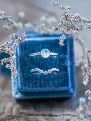 Moonstone and Aquamarine Ring Set - Gardens of the Sun | Ethical Jewelry