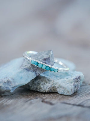 Nevada Turquoise Ring with Hidden Gems in recycled sterling silver