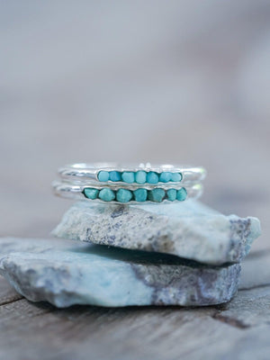 Nevada Turquoise Rings with Hidden Gems in recycled sterling silver
