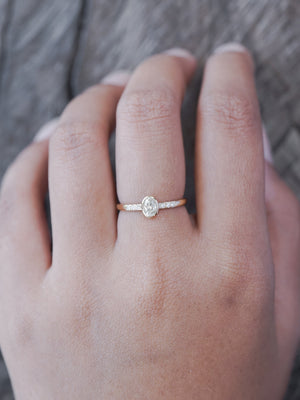 Old Mine Cut Oval Diamond Ring - Size 6.5 - Gardens of the Sun | Ethical Jewelry