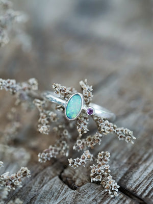 Opal and Sapphire Ring - Gardens of the Sun | Ethical Jewelry