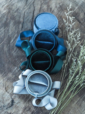 Velvet Ring Box with Ribbon - Gardens of the Sun Jewelry