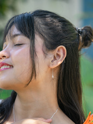 Pearl and Spinel Threader Earrings - Gardens of the Sun | Ethical Jewelry