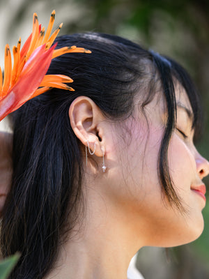 Pearl and Spinel Threader Earrings - Gardens of the Sun | Ethical Jewelry