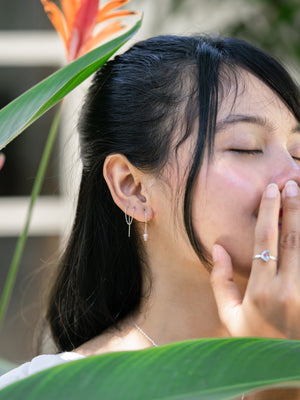 Pearl and Spinel Threader Earrings - Gardens of the Sun | Ethical Jewelry