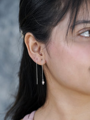 Pearl and Spinel Threader Earrings - Gardens of the Sun | Ethical Jewelry