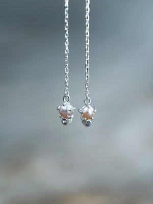 Pearl and Spinel Threader Earrings - Gardens of the Sun | Ethical Jewelry