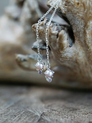 Pearl and Spinel Threader Earrings - Gardens of the Sun | Ethical Jewelry