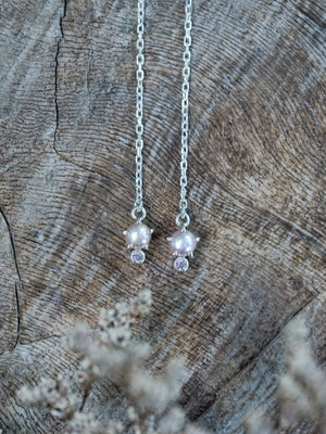 Pearl and Spinel Threader Earrings - Gardens of the Sun | Ethical Jewelry