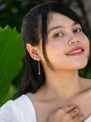 Peridot Threader Earrings - Gardens of the Sun | Ethical Jewelry