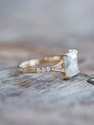 Radiant Rose Cut Diamond Ring in Ethical Gold - Gardens of the Sun | Ethical Jewelry