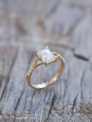 Radiant Rose Cut Diamond Ring in Ethical Gold - Gardens of the Sun | Ethical Jewelry