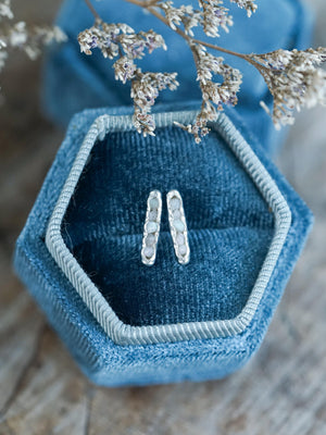 Raw Opal Stud Earrings with Hidden Gems in recycled sterling silver