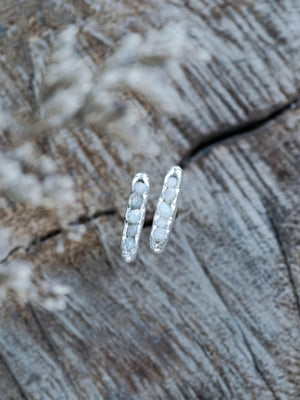 Raw Opal Stud Earrings with Hidden Gems in sterling silver