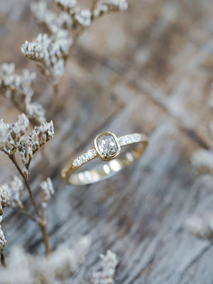 Rose Cut Champagne Diamond Ring in Ethical Gold - Gardens of the Sun | Ethical Jewelry