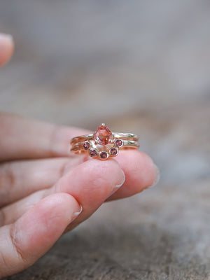 Montana Sapphire and Spinel Ring Set in Rose Gold - Size 7 - Gardens of the Sun | Ethical Jewelry