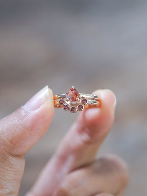 Montana Sapphire and Spinel Ring Set in Rose Gold - Size 7 - Gardens of the Sun | Ethical Jewelry
