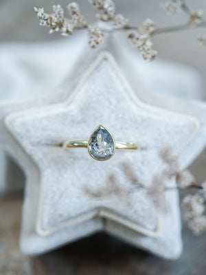 Rose Cut Salt and Pepper Pear Diamond Ring in Ethical Gold - Gardens of the Sun | Ethical Jewelry