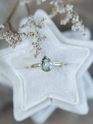 Rose Cut Salt and Pepper Pear Diamond Ring in Ethical Gold - Gardens of the Sun | Ethical Jewelry