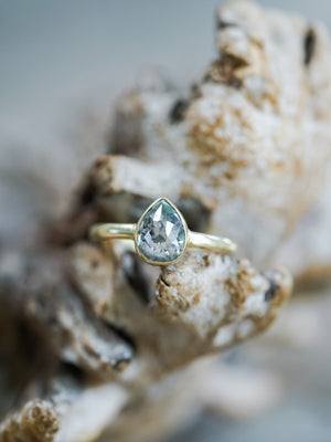 Rose Cut Salt and Pepper Pear Diamond Ring in Ethical Gold - Gardens of the Sun | Ethical Jewelry