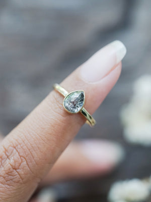 Rose Cut Salt and Pepper Pear Diamond Ring in Ethical Gold - Gardens of the Sun | Ethical Jewelry