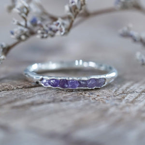 Rough Amethyst Ring with Hidden Gems in sterling silver