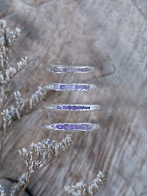 Rough Amethyst Rings with Hidden Gems in sterling silver