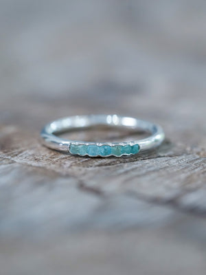 Rough Apatite Ring with Hidden Gems in recycled sterling silver