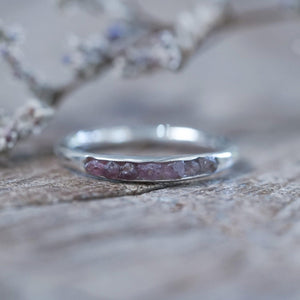 Rough Borneo Ruby Ring with Hidden Gems in sterling silver