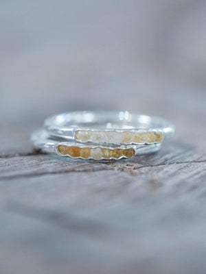 Rough Citrine Ring with Hidden Gems in recycled sterling silver