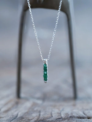 Rough Emerald Necklace with Hidden Gems in recycled sterling silver
