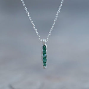 Rough Emerald Necklace with Hidden Gems in sterling silver