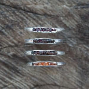 Rough Garnet Ring with Hidden Gems in recycled sterling silver