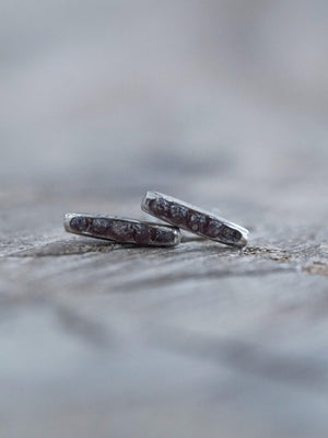 Rough Garnet Stud Earrings with Hidden Gems in recycled sterling silver
