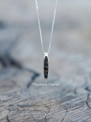 Rough Montana Garnet Necklace with Hidden Gems in recycled sterling silver